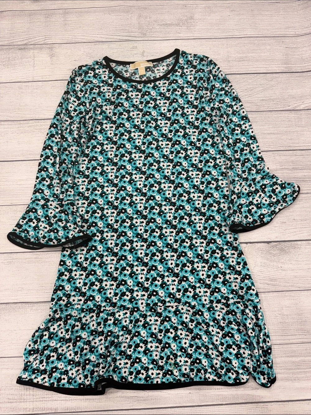 Michael Kors Petite Floral Bell Sleeve Drop Waist Dress Size Sm